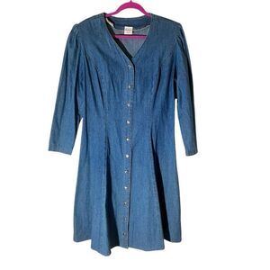 Fredricks of Hollywood 100% Cotton Vintage 80s-90’s Denim 3/4 Sleeve Corset Tie